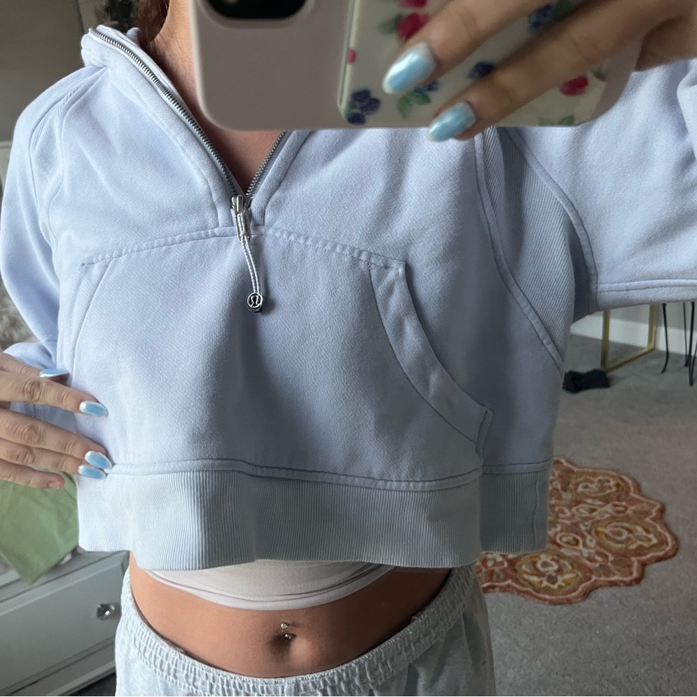 lululemon athletica Light Blue Cropped Hoodie